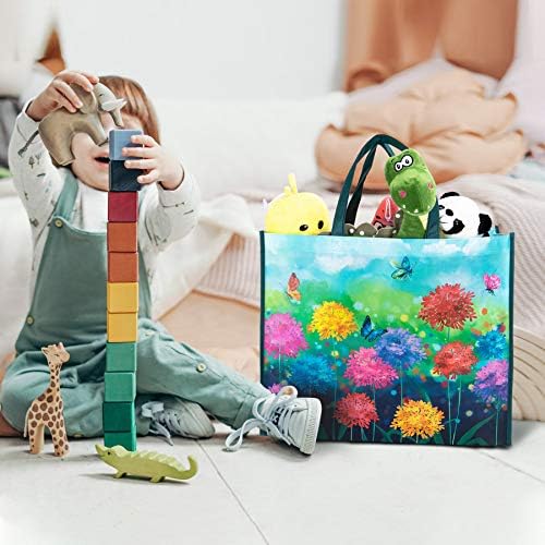 NymphFable Floral Garden Shopping Bags, 6 Pack Reusable Grocery Bag 50LBS - Image 2