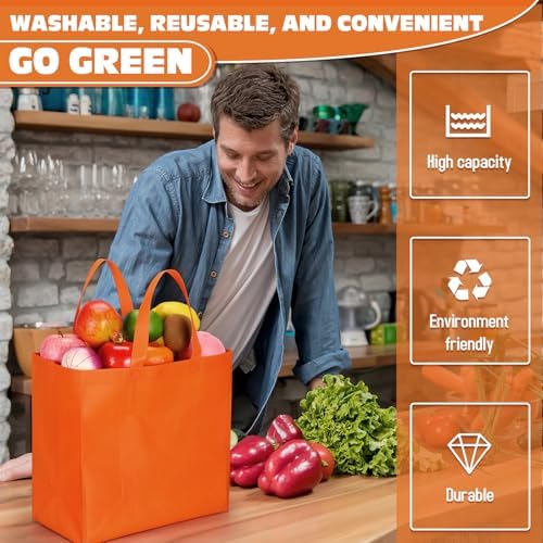 Windyun Reusable Grocery Bags Non Woven with Handles - Image 2