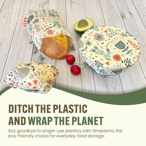 Beeswax Wraps for Food - Reusable & Moldable Bees Wax Covers for Bowls, Fruits, Cheese - Natural Food Storage Alternative to Aluminum Foil & Plastic Wrapping - Small, Medium, Large - 3-Pack - Image 2