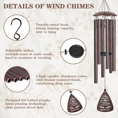 Retirement Gift for Woman Men, 32" Wind Chimes Retired Gifts, Retired Decor - Image 4