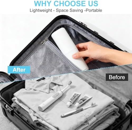 Travel Toothbrush and Toothpaste Case,Portable White Tooth Brush Holder,Large Toothbrush Container with Mouthwash Cup,2 in 1 Toothbrush Organizer for Traveling,Camping,School,Home -2PCS - Image 3