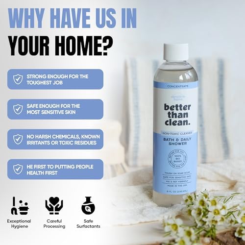 Bath & Daily Natural Shower Cleaner Concentrate - Plant-Based, Fragrance Free Cleaning Products - Hard Water Stain and Soap Scum Remover for Tub & Tile - 8oz Makes 4 Bottles - Image 4