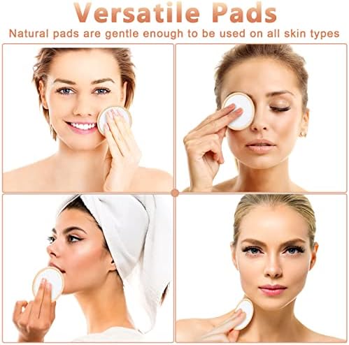 Foaincore 40 Pcs Reusable Makeup Remover Pads with Mesh Storage Bag and Bamboo Box Washable Bamboo Cotton Rounds Soft Reusable Face Pad for Toner Skin Various Skin Care Products(White, Tan) - Image 3