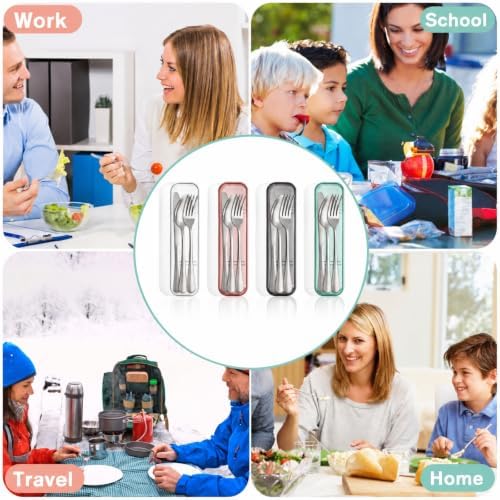 Nicunom 8 Pack Travel Silverware Set with Case, Reusable Utensils for Lunch - Image 5