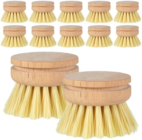 10pcs Natural Wooden Dish Brush Replacement Heads with Sisal Bristles – Eco-Friendly Kitchen Scrubber Refills for Pots, Pans, Utensils – Safe Scratch-Free Cleaning Brush Heads (1.89x1.57in) by Unknown