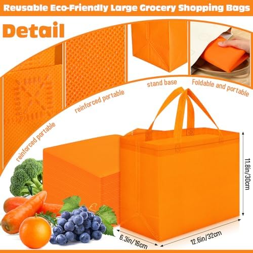 Windyun Reusable Grocery Bags Non Woven with Handles - Image 3