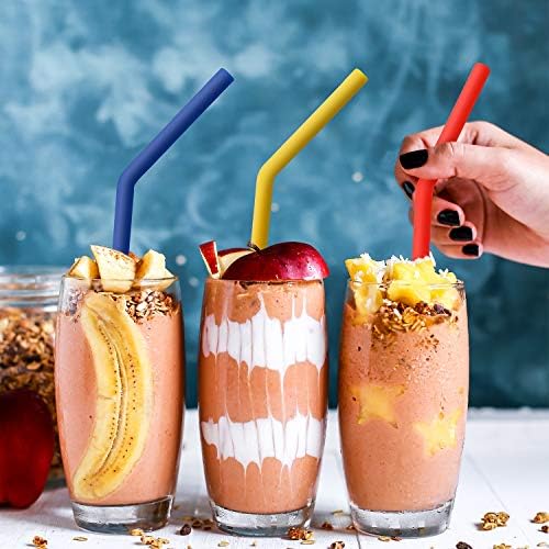 Hiware Reusable Silicone Straws, Long Flexible Silicone Drinking Straws with Cleaning Brushes for 30 oz Tumblers - 10 Pieces - BPA-Free - No Rubber Taste - Image 5