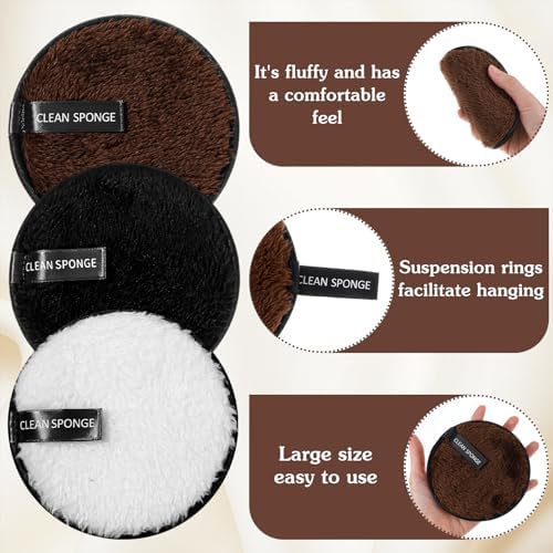 6Pcs Reusable Cotton Pads, Shimmeroo Reusable Cotton Rounds Makeup Remover Pads Double-Sided Facial Cleansing Puffs Round Make up Remover Pad for All Skin Types - Image 3