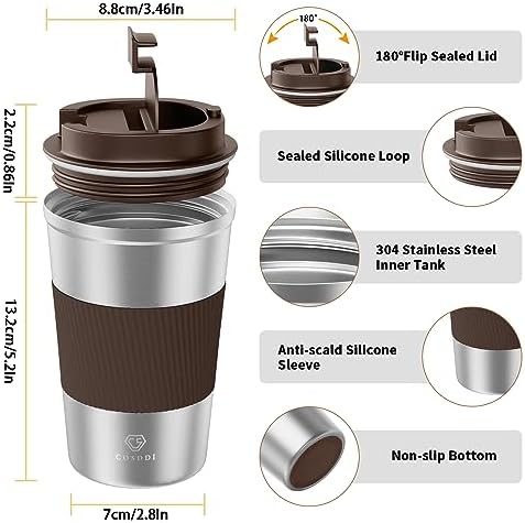CS COSDDI 12 oz Coffee mug - Stainless Steel Coffee Cup with Leakproof Lid - Image 4