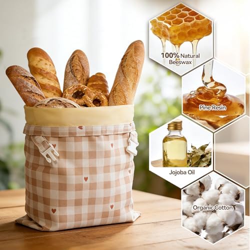 2 pcs Beeswax Bread Bags, Reusable Bread Bags for Homemade Bread - Image 4