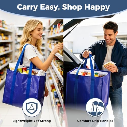 Reusable Grocery Bags, Waterproof & Foldable Shopping Bags Stand Upright - Image 7