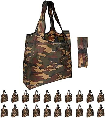 Aricsen 15x4.5x15 Inch Camo Reusable Shopping Bags with Handles, 20 Pack by Aricsen