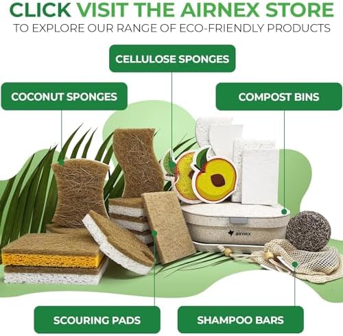 AIRNEX Collapsible Compost Bin Kitchen Counter Caddy - 1 Gallon Countertop Compost Bin with Lid Made of Wheat Straw - Odorless Kitchen Compost Bin Countertop with 20 Compost Bags and 2 Carbon Filters - Image 6