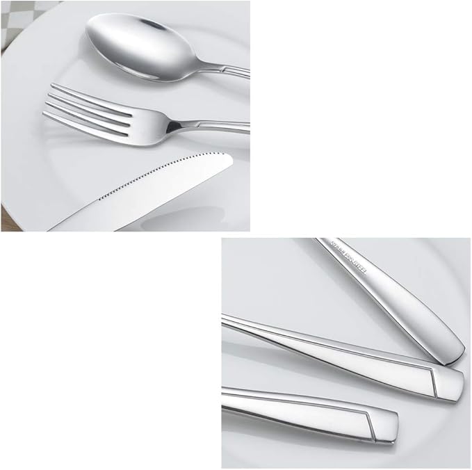 Sandmovie 30 Pieces Stainless Steel Flatware Set, Cutlery Set, Fork Knife Spoon Set, Service for 6 Persons