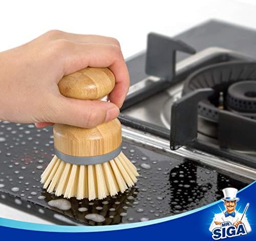 MR.SIGA Bamboo Palm Brush, Dish Scrub Brush, Bamboo Dish Brush, Pack of 2 - Image 6