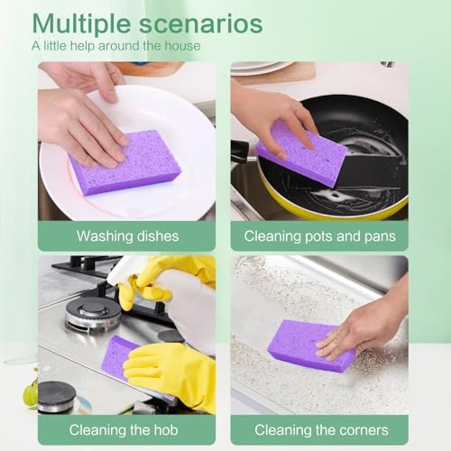 Large Cellulose Sponges, Kitchen Sponge for Dish, Thick Heavy Duty Scrub Pads, Non-Scratch Scrubber for Household/Cookware/Bathroom/Office/Boat 5.5" x 3" x 1" (7 Pack) Mixed - Image 2