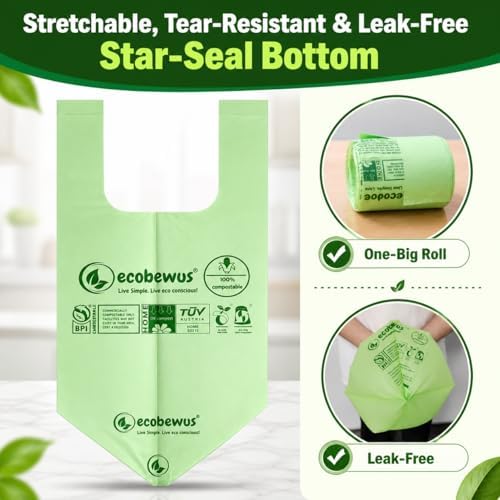 3 Gallon Certified Compostable Bags (125 Bags) Small Disposable Compost Trash Bags Food Scrap Garbage Bags US BPI Certified TUV OK Compost Home Certified Meeting ASTM D6400 (125 ct.) - Image 3