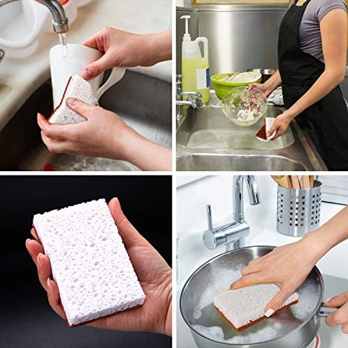Natural Plant Based Scrub Sponge 12 Pack, Palm Fiber Scrubbing Sponge with Non Scratch Biodegradable Compostable Sponges,Long Lasting No Smell Dishwashing Kitchen Scrubber - Image 5