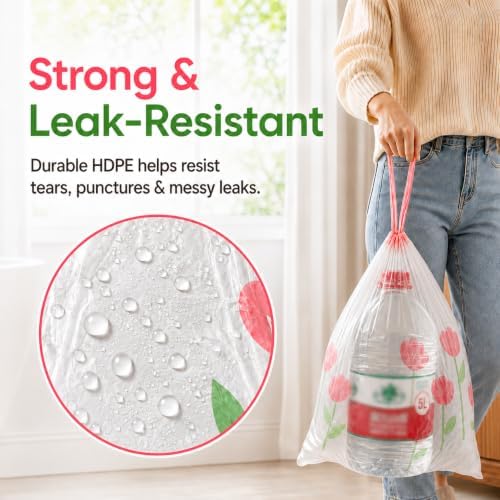 4 Gallon Trash Bags Drawstring - Unscented Small Garbage Bags 100 Count - Image 3