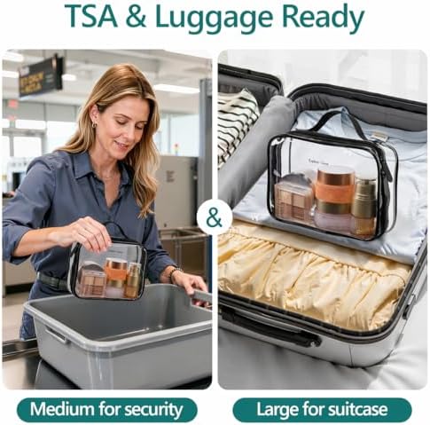 PACKISM Clear Makeup Bag Travel - TSA Approved Toiletry Bag, 2 Pack Black - Image 2