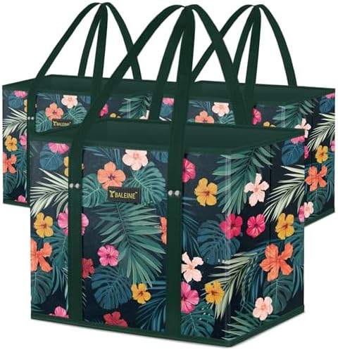 BALEINE 3PK Reusable Grocery Bags, Heavy Duty Shopping Tote Bag by BALEINE