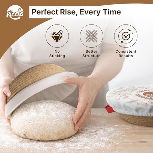 RICCLE Banneton Bread Proofing Basket, 2 Round Sourdough Banneton Baskets - Image 6