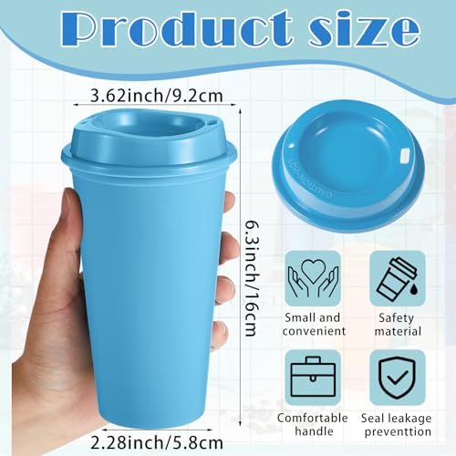 FillTouch 12 Pcs 16 oz Reusable Coffee Cups with Lids, Morandi Colors - Image 2