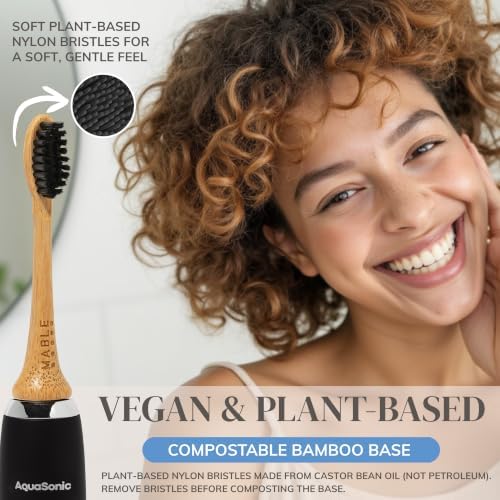 Bamboo Electric Toothbrush Heads | Compatible with Aquasonic Electric Toothbrush | 4 Brush Heads with Soft Bristles | Plant-Based Adult Size Replacement Heads - Image 4