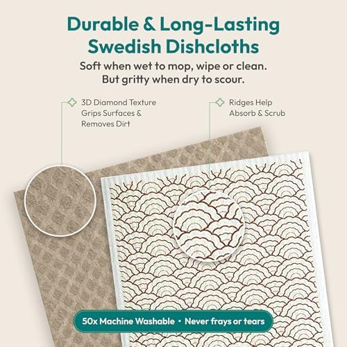 FEBU Swedish Dishcloths for Kitchen, 5 Pack, Vintage Kitchen - Image 5