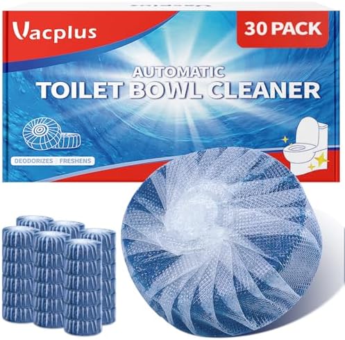 Vacplus Toilet Bowl Cleaner Tablets, 30 Pack, Auto Cleaning, Long-Lasting by Vacplus