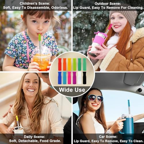 Newly Upgraded 8.5In Reusable Stainless Steel Straws Set 12 PCS with 12 Silicone Tips, 2 Straw Brush, 1 Storage Case, BPA Free, Eco-Friendly Metal Straws for 14, 20, 30 oz Tumbler，for Hot/Cold Drinks - Image 2