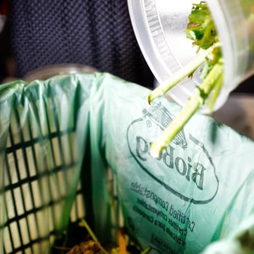 BioBag Countertop Kitchen Compost Bin & 25 Count 3-Gallon Certified Compostable Bags – BPI & ASTM D6400 Approved – Ventilated, Dishwasher-Safe Counter Scrap Bin - Image 4