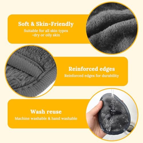 24Pcs Makeup Remover Pads, Grey Microfiber with 2 Storage Bags - Image 7