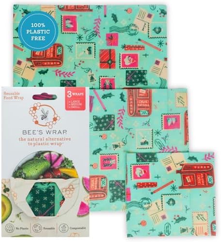 Bee's Wrap Beeswax Food Wraps, 3 Pack Assorted - Season's Greetings by BeesWrap