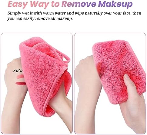 Reusable Makeup Remover Cloths 8 Pack, Ultra Soft Microfiber Facial Cleansing Cloths, Washable Makeup Remover Towels for All Skin Types,13x7 inch,Pink - Image 5