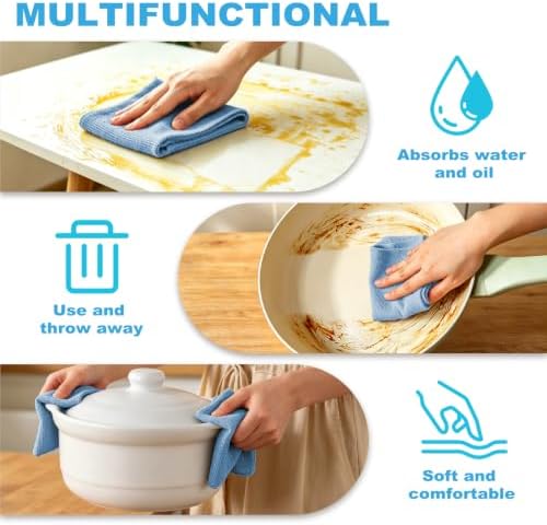Puomue 55 Pack Microfiber Cleaning Cloth Roll, Tear Away Reusable Towels, 11" x 9", Ultra Absorbent & Lint Free Microfiber Cloth for Cleaning, Kitchen, Window, and Shop (Navy Blue, 9”x11”-55PK) - Image 5