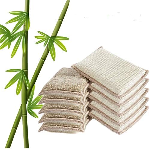 Natural Bamboo Sponges Kitchen Cleaning Sponges Reusable Dish Washing Sponges Super Absorbent 10 Packs by UKEENORHomeCleansingSolution