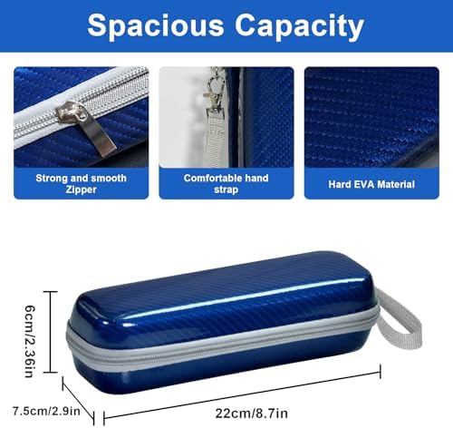 Travel Case for Oral-B/Oral-B Pro/Phlips Sonicare Electric Toothbrush with 2pcs Toothbrush Heads Cover Cap, Portable Hard Protective Storage Bag with Accessories Storage (Blue) - Image 2