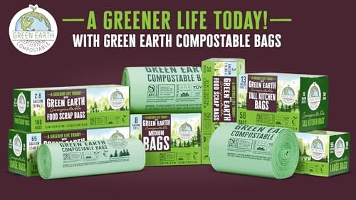 Green Earth Compostable Tall Kitchen Food Scrap Trash Bags, Compost Bin Compatible, 13 Gallon, 49 Liter, 100-Count, Superior Strength 0.9 Mil, ASTM D6400, BPI (US) & OK Compost Home (EU) Certified - Image 6