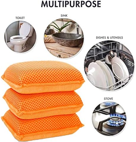Commercial Miracle Microfiber Kitchen Sponge by Scrub-It - Large - Non-Scratch Heavy Duty Dishwashing Cleaning sponges- Machine Washable- (Orange, 6 Pack) - Image 3