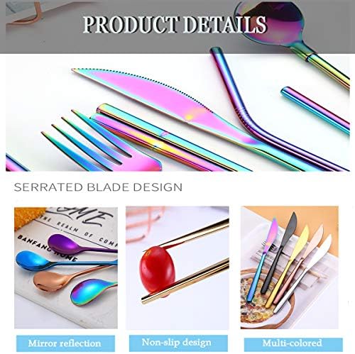 Travel Utensils Set with Case Reusable Stainless Steel Silverware Flatware Set 9 Pcs Portable Cutlery Eating Utensils Set for Lunch Boxes Workplace Camping School, Dishwasher Safe (Black) - Image 3