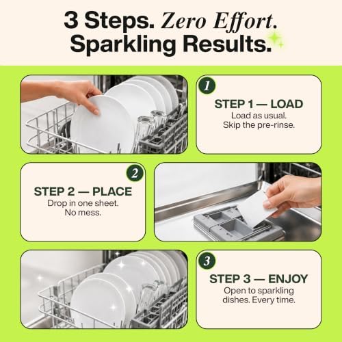 Zero Trace Dishwasher Detergent Eco-Friendly Sheets for Dish Washing - Plant Powered Technology- Unscented- 60 Loads - Image 4