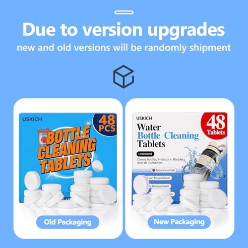USKICH 48 Pack Water Bottle Cleaning Tablets,Water Bottle Cleaner Great for Stainless Steel, Thermos, Tumbler, Insulated and Reusable Water Bottles,Removes Stubborn Stains and Odors - Image 2