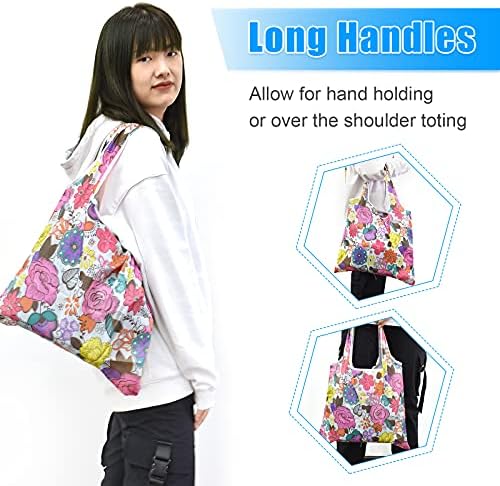 6 Pcs Reusable Grocery Bags Xlarge 50LBS Foldable Grocery Shopping Bags Washable Beach Bag Ripstop Nylon Tote Bags - Image 3