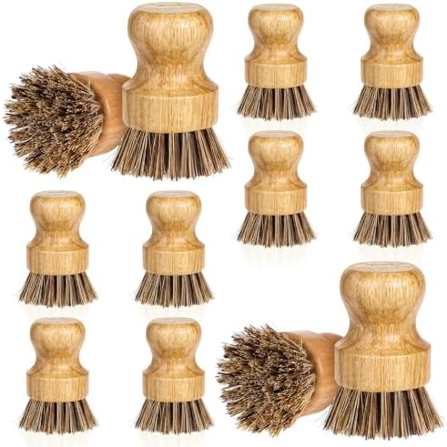 12 Packs Dish Scrub Brush Washing Scrubbers Kitchen Palm Pot Brush Brown - Image 7