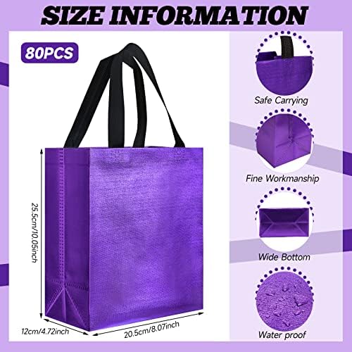 Eccliy 80 Pcs Reusable Gift Bags, Medium, Purple with Black Handles - Image 6