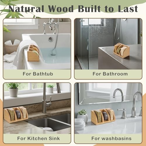 Shampoo Bar Holder Multi Bar Soap Dish, Bamboo, 6.3 x 3.3 x 3.1 Inch - Image 5