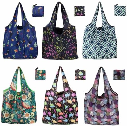 Foldable Reusable Shopping Bags,6 Pack Heavy Duty Tote for Grocery by Unknown