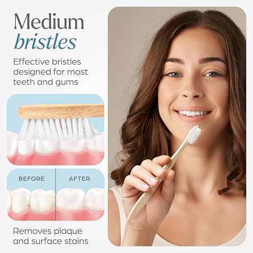 VIVAGO Bamboo Toothbrushes 10 Pack – Plant-Based Medium Bristles - Image 4