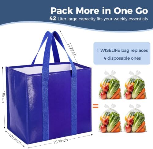Reusable Grocery Bags, Waterproof & Foldable Shopping Bags Stand Upright - Image 2